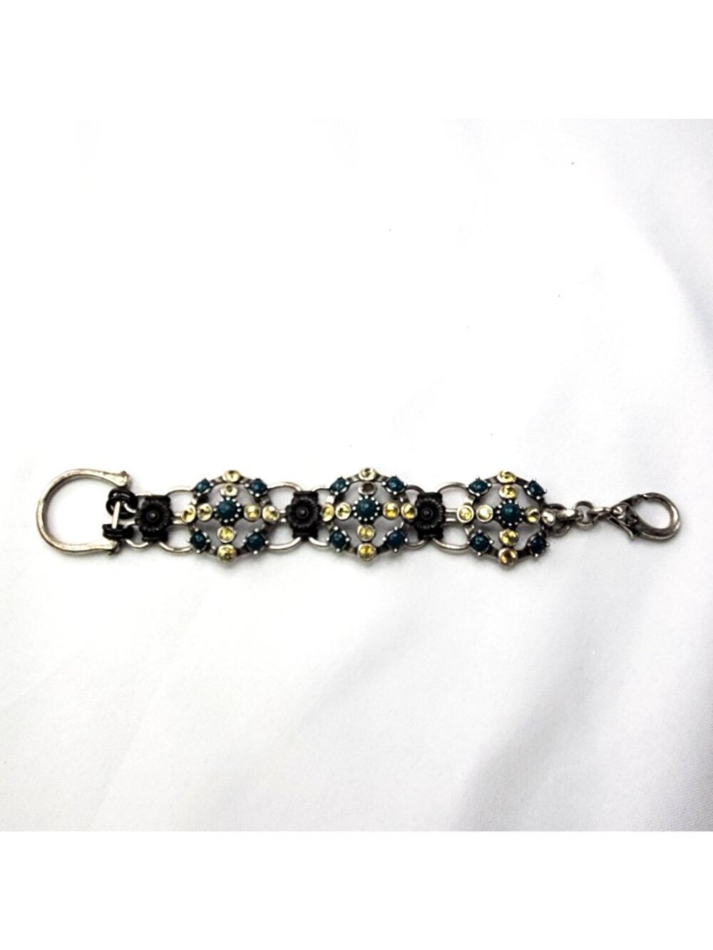 VTG LUCKY BRAND Statement Bracelet Green and Light Yellow Set In Silver Tone - Picture 3 of 8